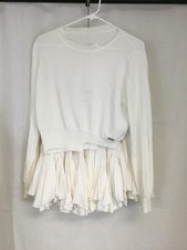  202 Sweater Skirt Set Womens Size White Ruffle Mini Elastic Waist Outfit