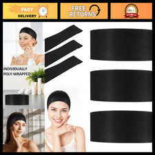 100 Disposable Spa Facial Headbands - Soft Non-Woven Hair Bands for Salons, Blac