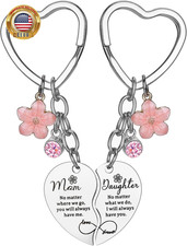 2Pcs Mother Daughter Heart Matching Keyring Keychain Set Gifts for Mom Christmas