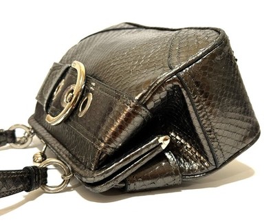 RARE COACH LTD ED GUNMETAL EXOTIC PYTHON FRAMED EVENING BAG