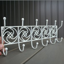 Garderobe mit 6 Haken weiß gewischt 38x15cm,Vintage,Shabby,Hakenleiste,Wandhaken