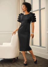 Size 16 Ashro Black Formal Wedding Church Funeral Rhinestone Sleeve Dress