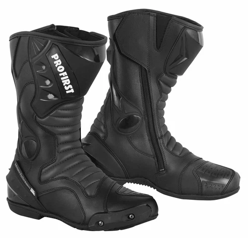 Men Motorbike Leather Boots Waterproof Motorcycle Racing Shoes CE Armoured Black