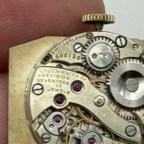 24mm RUNNING Gruen Precision 115 Curved Art Deco Tank Watch Vintage TO RESTORE - Picture 13 of 24