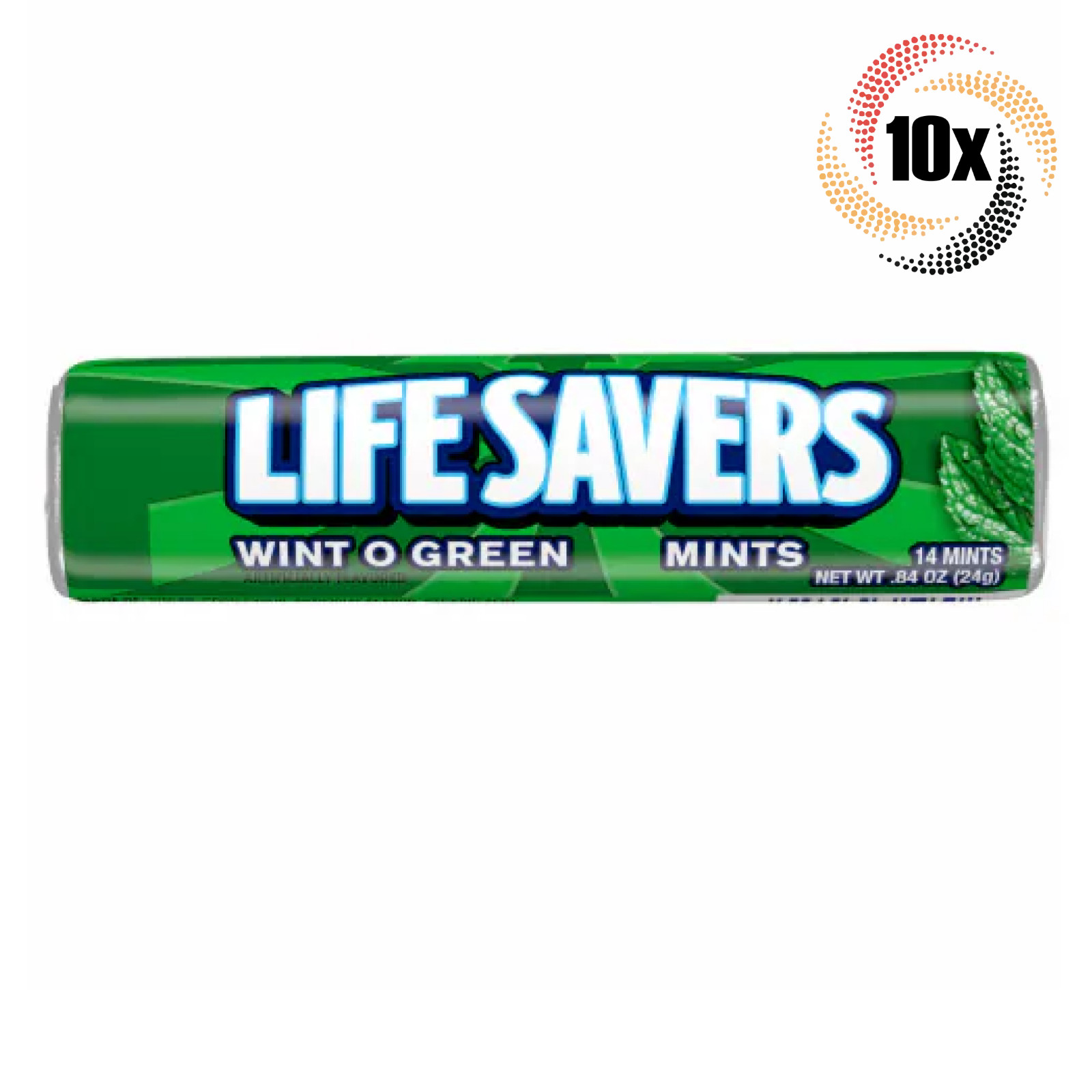 10 булочек Lifesavers с мятой и зеленым вкусом | по 14 штук в каждой |84 унции