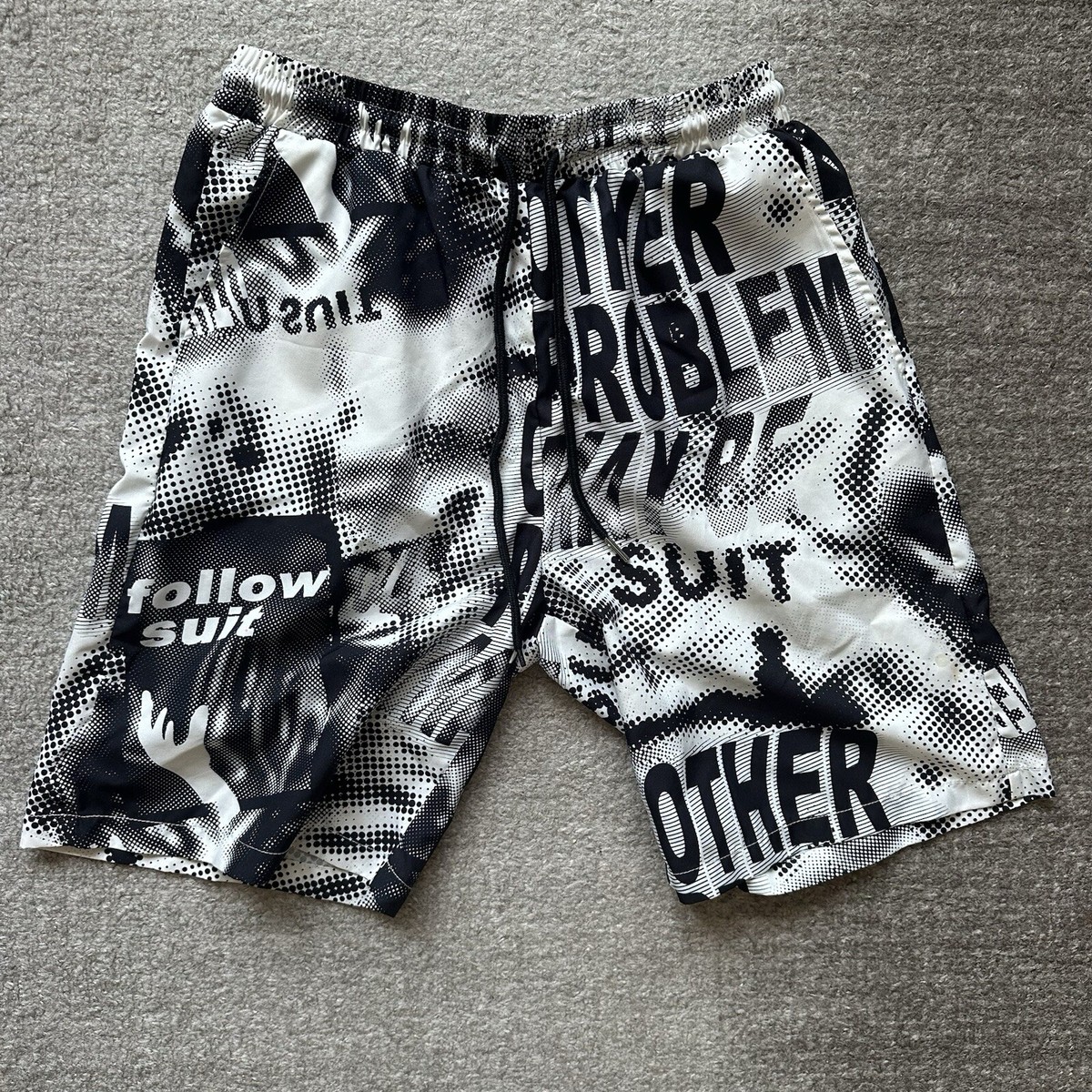 Mens Trippy Graphic Shorts Black and White size XS | eBay
