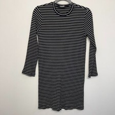Reformation Benji White Striped Long Sleeve Dress XS Mini Shift