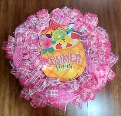 G&G 20'' Seasonal Handmade Summer Vibes Decorative Wreath 