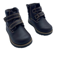 NWT Smart Fit Little Boy Toddler Brown Faux Vegan Leather Adjustable Boots Sz 5