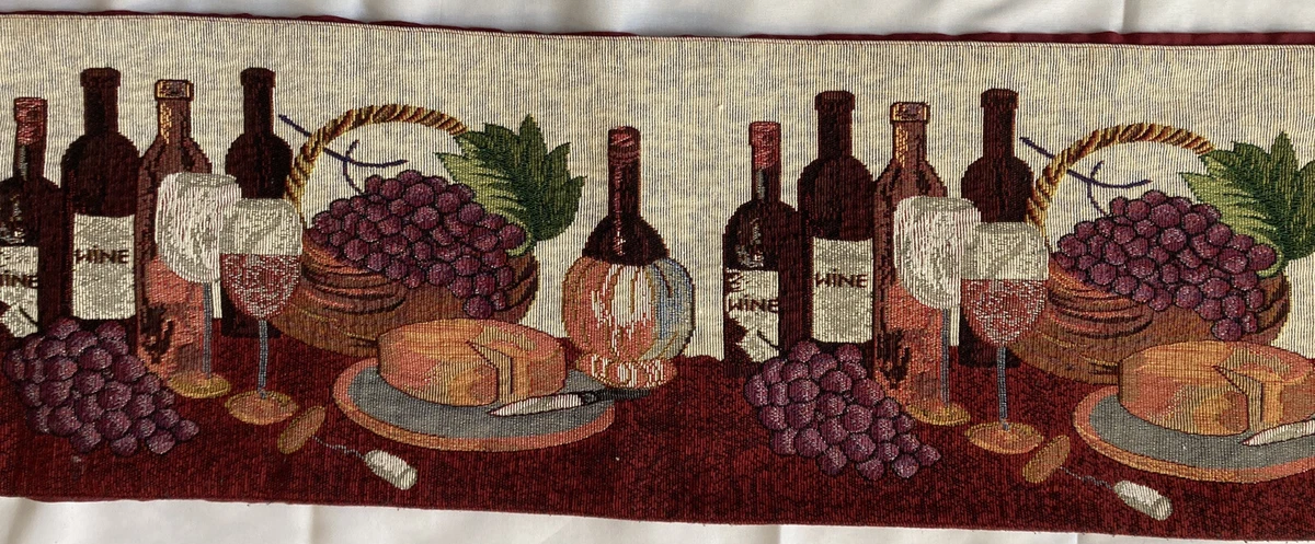 Wine Cheese Grapes tapestry Table Runner 12