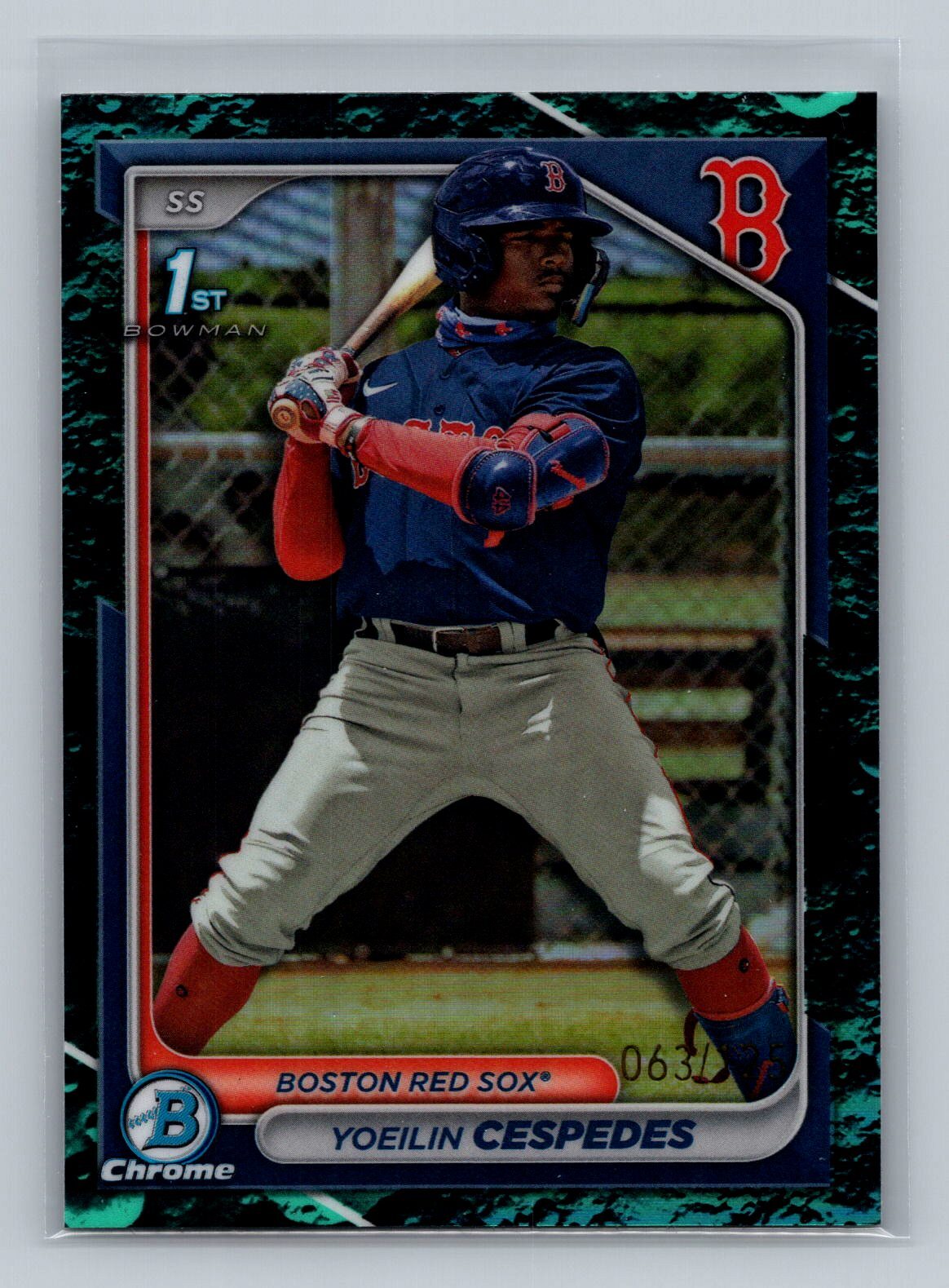 2024 Bowman #BCP-139 Yoeilin Cespedes Chrome Prospect Aqua Crater Red Sox /125