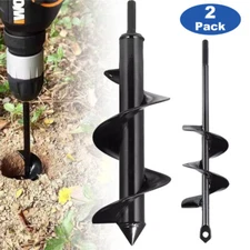 2X Planting Auger Spiral Hole Drill Bit for Garden Yard Earth Bulb Planter
