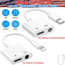 2 in 1 Dual Adapter 3.5mm Headphone & Charger For iPhone 8 PLUS X XS XR 11 12 13
