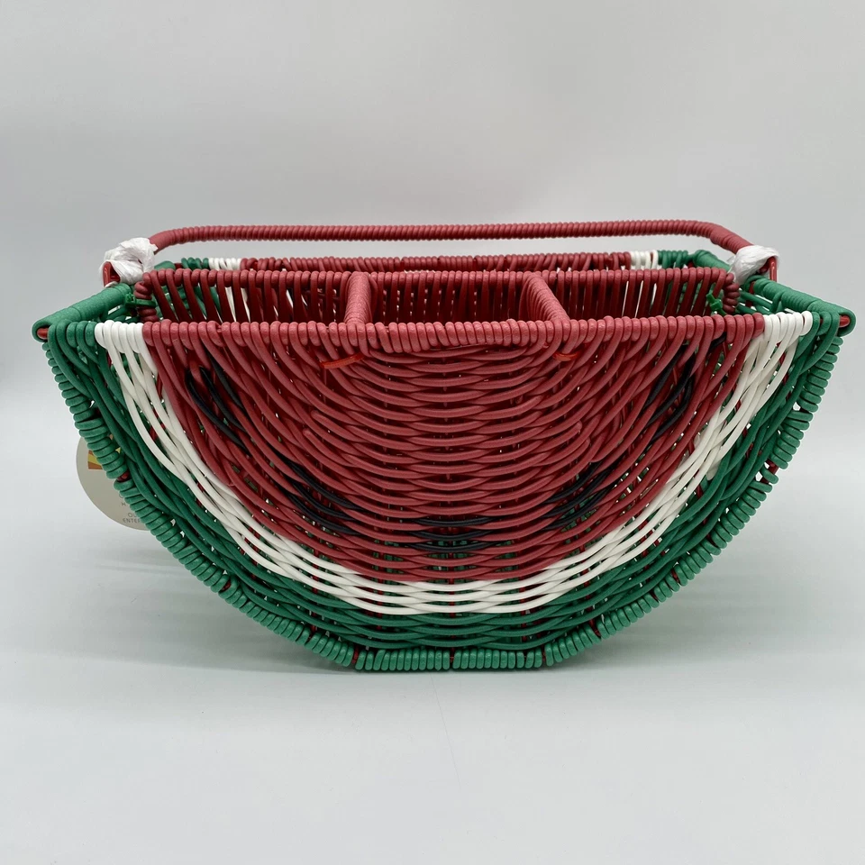 NWT C&C California Watermelon Serving Basket Utensils Silverware Caddy Resin - Image 4 of 4