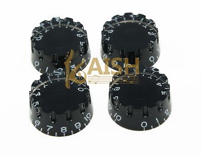 4x Black LP Guitar Knurled Control Knobs Speed Metric Knob Fits Les Paul
