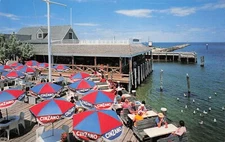 Montauk Harbor Long Island NY Gosman's Dock Seafood Restaurant Vtg Postcard F37