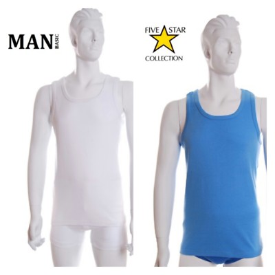 Übergröße Herren 3er Pack 100% Baumwolle Unterweste Unterwäsche Weste weiß blau 2XL - 5XL