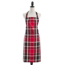 Saro Lifestyle Jarret Collection Holiday Plaid Apron Red Black 24" x 36"