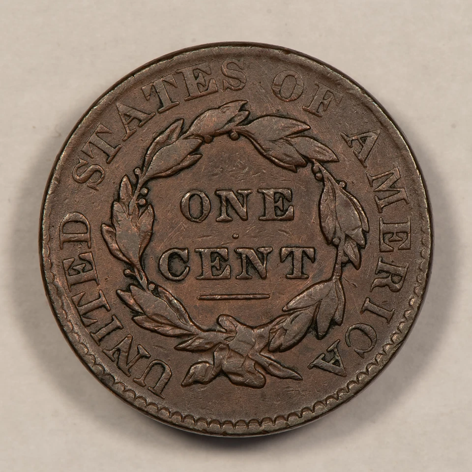 Centavo cabeza corona 1828 1c - fecha estrecha grande - marrón chocolate en estado bastante bueno/muy bueno - Y5792 Foto 4 de 4