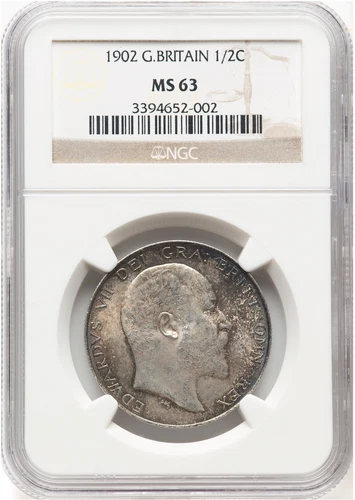 1902 King Edward VII Great Britain Silver Halfcrown Half Crown 1/2C NGC MS63