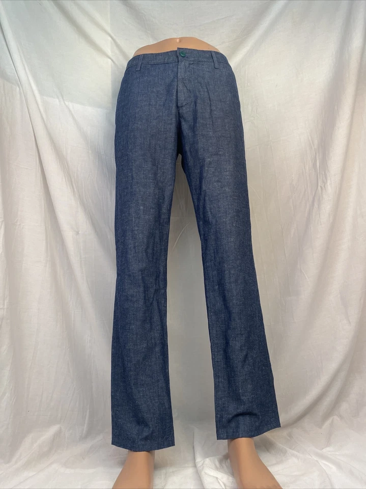 Pantalones Adriano Goldschmied 33R Azul Algodón Cáñamo Planos LNWOT YGI RE2445 Foto 2 de 4