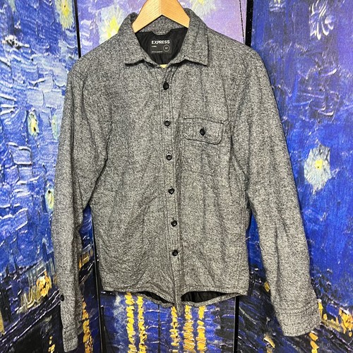 Express Men's Gray Flannel Jacket With 