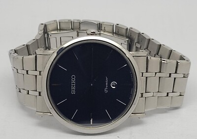 SEIKO PREMIER QUARTZ 7N39 ULTRA THIN 41MM BLUE DIAL | eBay
