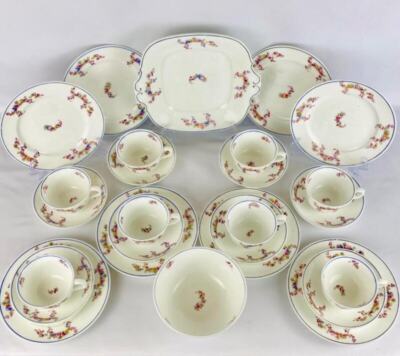 Coalport Feltspat 8 antike Teetassen & Untertassen Set, Trios, Teller um 1839
