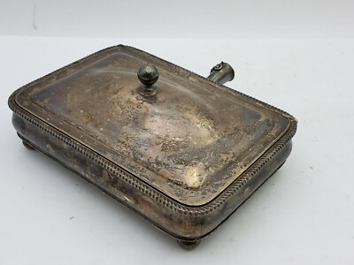 #ad Vintage Silverplate Rectangular Bed Warmer Water Steam Heater No Handle Butler $19.50