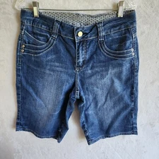 Gitano Bermuda Shorts Women's Size 12 Blue Denim 5-Pockets Accent Stretch
