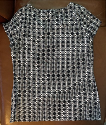 BANANA REPUBLIC Dressy Top Navy-Blue White Red Lightweight Stretchy Cute XL EUC - Picture 6 of 6