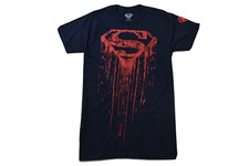 Superman Mens Splatter Logo Graphic Navy Blue Shirt New Small