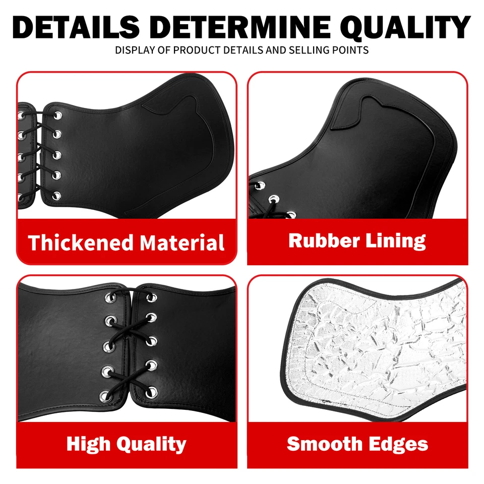 Deflector protector térmico universal de cuero negro apto para Harley Dyna Honda Foto 4 de 4