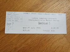 2010 SYDNEY OPERA USED TICKET CONCERT BEETHOVEN 5 VERY GOOD CONDITION