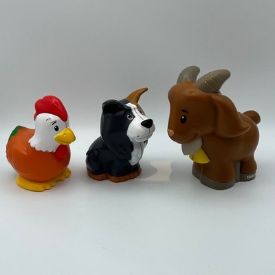 3er Set Fisher Price Little People Bauernhof Tier Spielzeug Huhn Welpe Hund Ziege #10