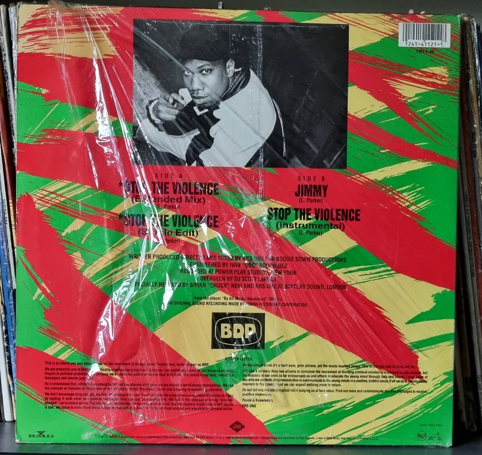 Boogie Down Productions, KRS-One – Stop The Violence (Jive) 1988 Import 12" - Image 3 of 3