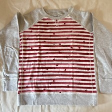 Eddie Bauer Legendwash Women  s S Crew Neck Raglan Sweatshirt Striped Stars
