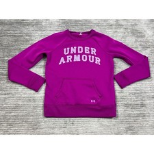 Under Armour Sweatshirt Womens Medium Purple Spell Out Long Sleeve Pocket
