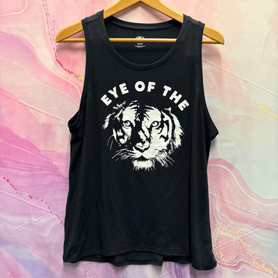 Athletic Works M Eye of the Tiger Black White Sleeveless Tee Tank Top Sporty NWT