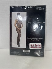 Leg Avenue Seamless Fishnet Halter Body Stocking Style 8509 One Size Fits Most,