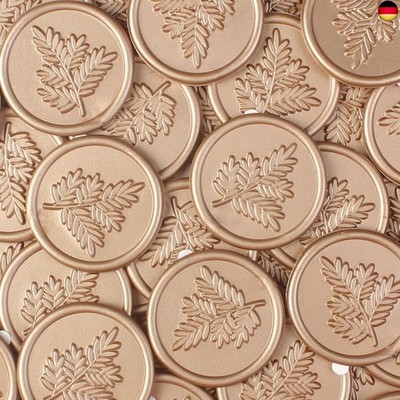 24 Stück Goldene Wachssiegel Selbstklebend mit Olivenzweig Mustern, Siegelwachs 