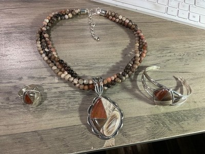 Desert Rose Trading Jay King Sterling Set- Necklace,Cuff,Ring- Never worn NICE!