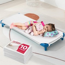10 Pcs Cot Sheets for Daycare, 23" X 51", White Daycare Cot Size Sheet with C...