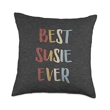 Best Susie Ever Retro Vintage Name Gift Dark Heather Gray Throw Pillow, 18x18