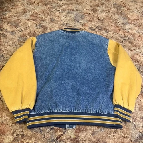 Vintage 90s denim Two-Tone varsity bomber jacket Size Medium
