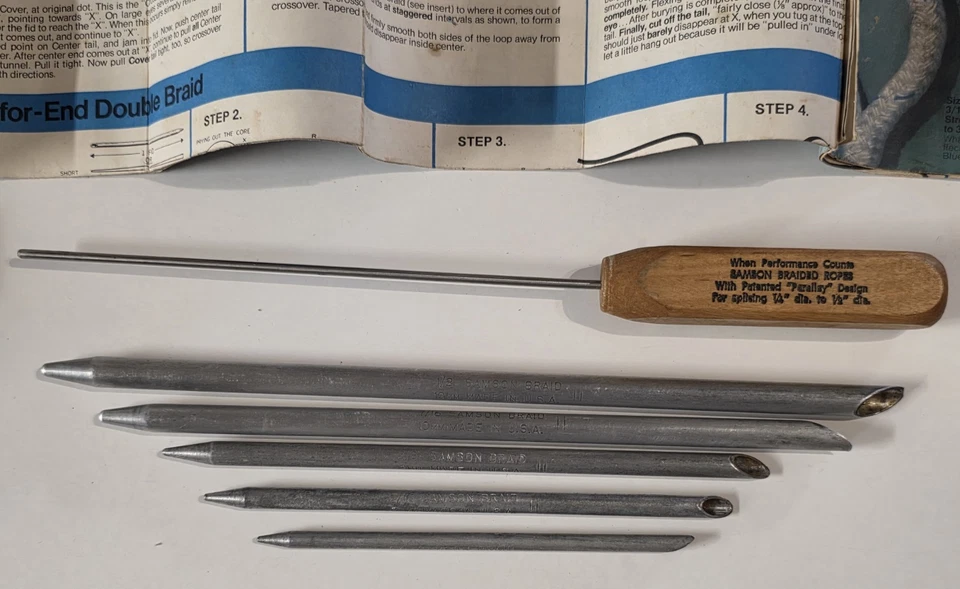 Kit de empalme de cuerda Sansón vintage EE. UU. 5 puños de aluminio, empujador, instrucciones vela Foto 2 de 4