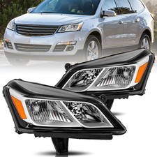 Chrome Headlights Assembly Sets For 2013-2017 Chevy Traverse Headlamps LH+RH