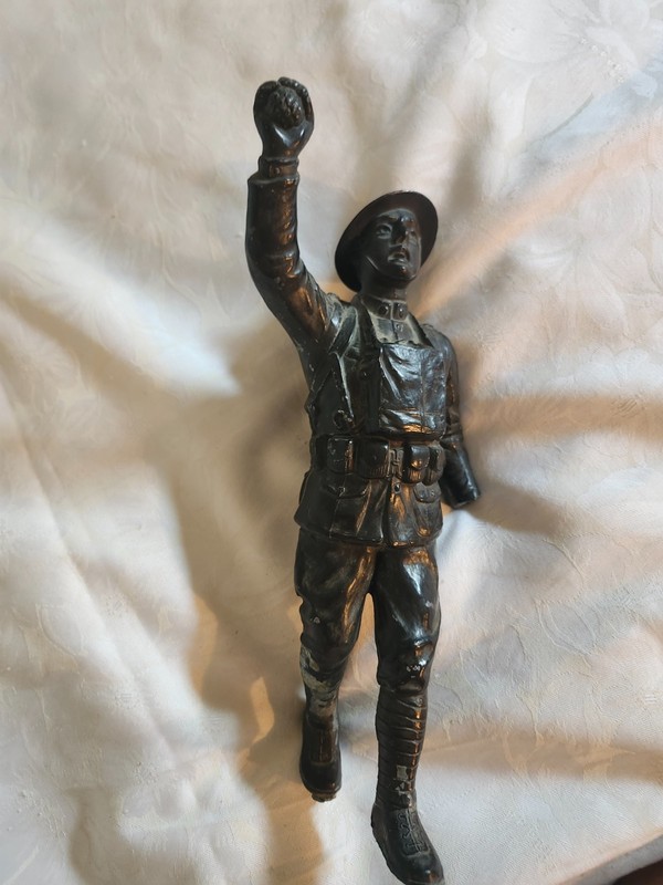antique cast iron soldier solid