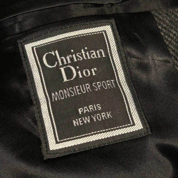 Christian Dior Monsieur Sport Overcoat Wool Herringbone Black Gray Men 46L VTG - Image 2 of 4