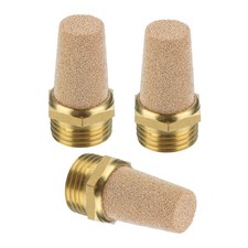 3pcs Pneumatic Muffler NPT 1/2 Brass Air Compressor Exhaust Muffler, Golden